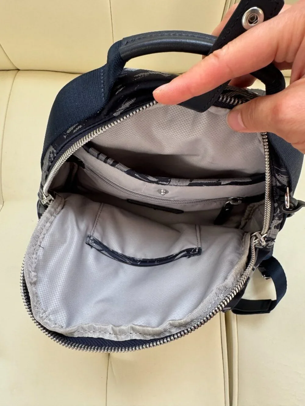 Tumi small Whitney backpack abstract navy blue gray travel mini limited edition